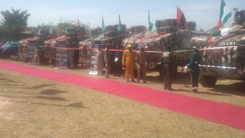 Image result for Buhari inaugurates first made in Nigeria military vehicle