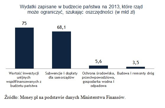 Wydatki zapisane w budżecie państwa na 2013, które rząd może ograniczyć