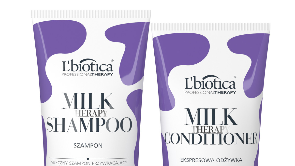 Mamy ratunek dla matowych włosów! Przywróć im blask dzięki kosmetykom do włosów L'biotica Professional Therapy Milk z proteinami mlecznymi, miodem manuka i ceramidami.