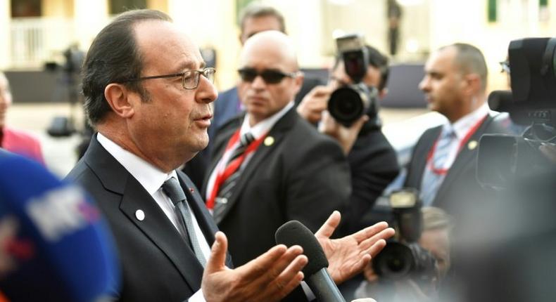 French President Francois Hollande arrives for an informal summit of EU heads of state or government in Valletta, Malta on February 3, 2017