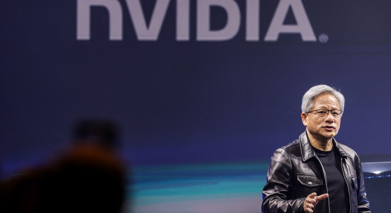 Nvidia, run by CEO Jensen Huang, has soared this year, and it's surpassed Tesla as the most-traded stock ahead of its earnings on February 21.I-HWA CHENG/AFP via Getty Images