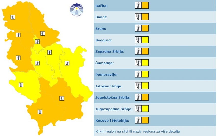 Meteoalarm za nedelju
