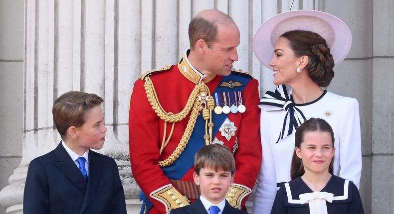 Prince William, Kate Middleton, Prince George, Prince Louis, and Princess Charlotte attend Trooping the Colour 2024.Karwai Tang/WireImage/Getty Images