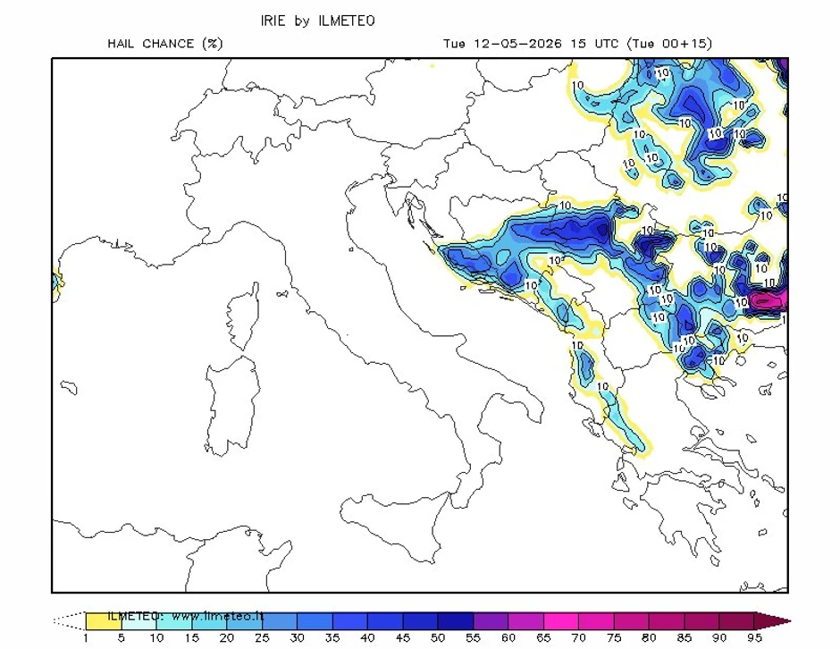 Mapa kretanja nevremena oko 15h 
