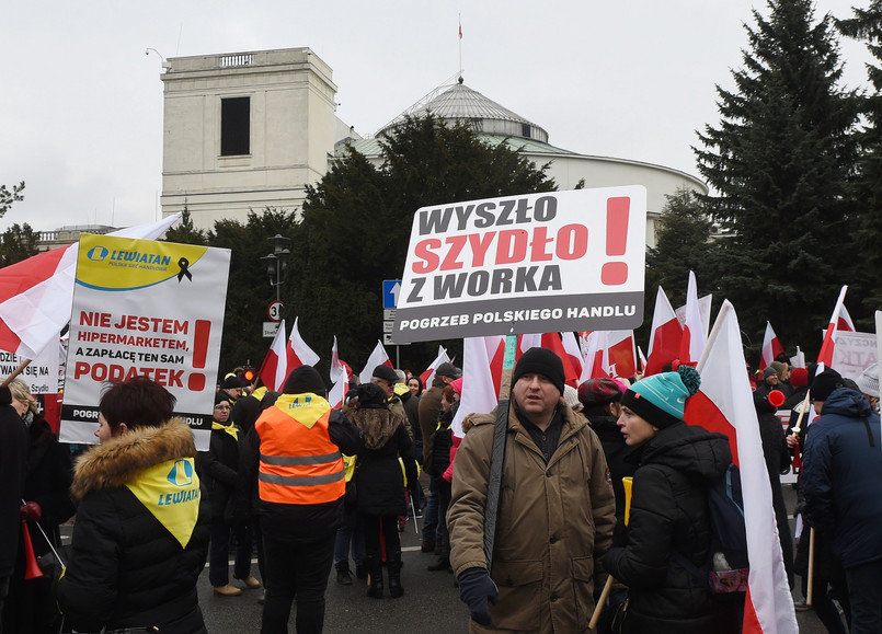 Demonstracja handlowców pod Sejmem