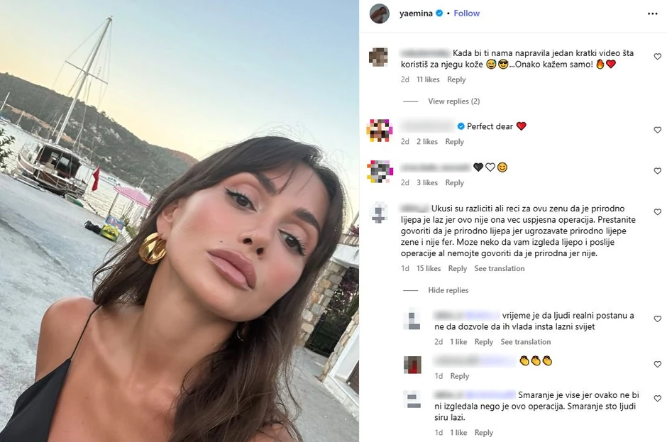 Emina Jahović, objava i komentari