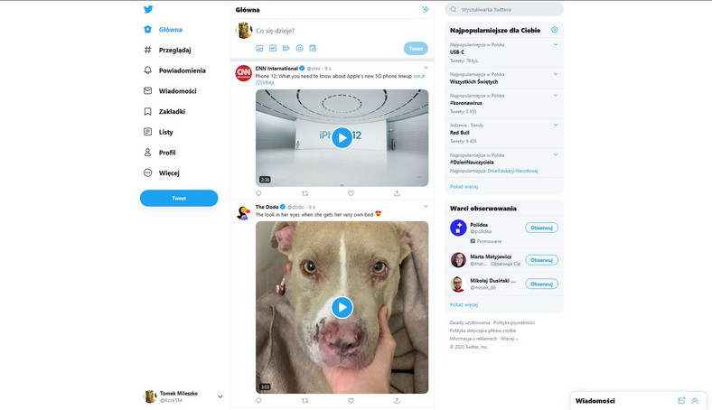 Znane strony dawniej i dziś - Twitter w 2020 roku