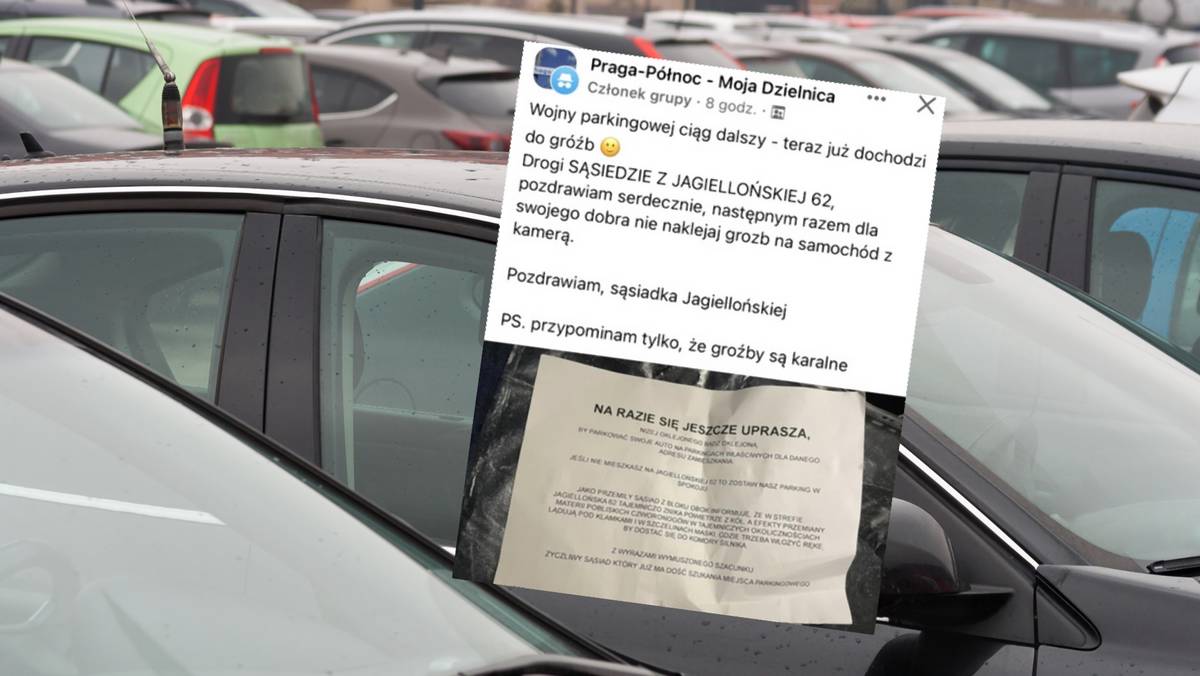 Sąsiedzka "wojna parkingowa" (screenshot/Facebook/@praga.moja.dzielnica)