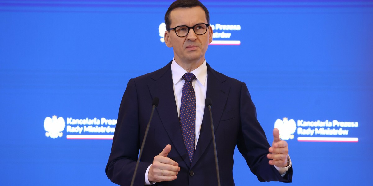 Mateusz Morawiecki podczas środowej konferencji prasowej.