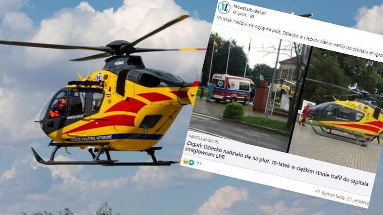 10-latek w stanie ciężkim został przetransportowany helikopterem do szpitala