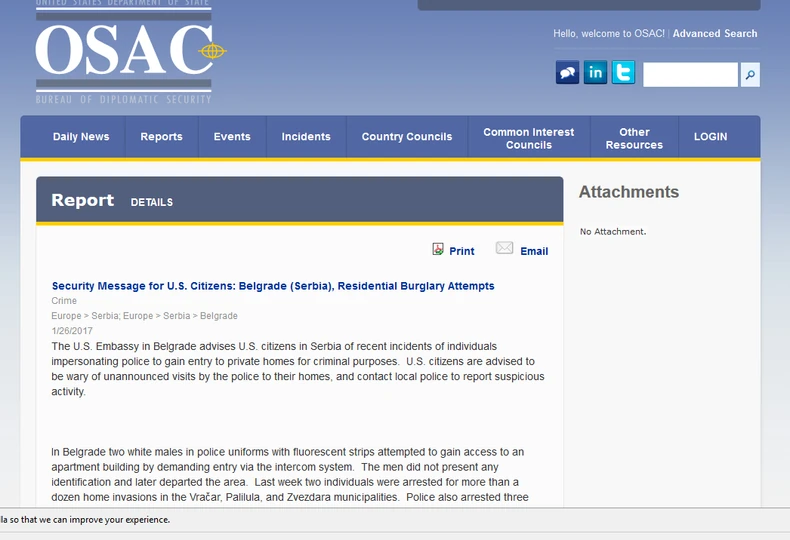 Američka ambasada obaveštenje