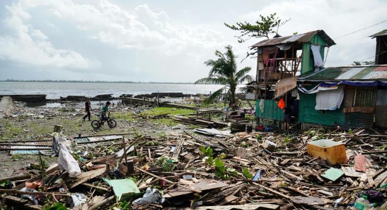 Typhoon Phanfone destroyed shanty homes in coastal areas of the central Philippines