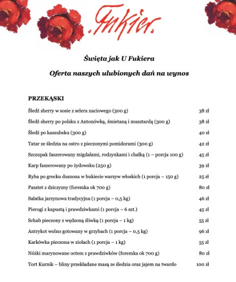 Menu w restauracji Magdy Gessler