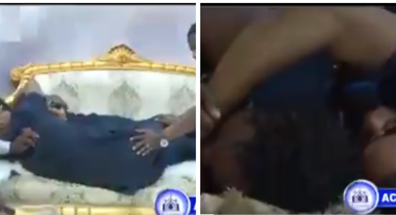 Female church member kisses Obinin in bed as he claims to be giving her a husband (video)