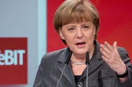 Kanclerz Niemiec Angela Merkel podczas otwarcia CeBIT 2013.