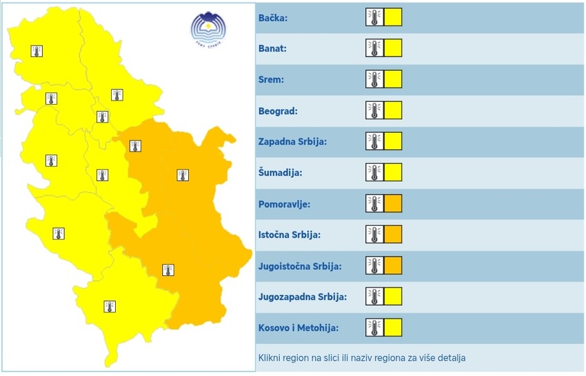 Meteoalarm za petak