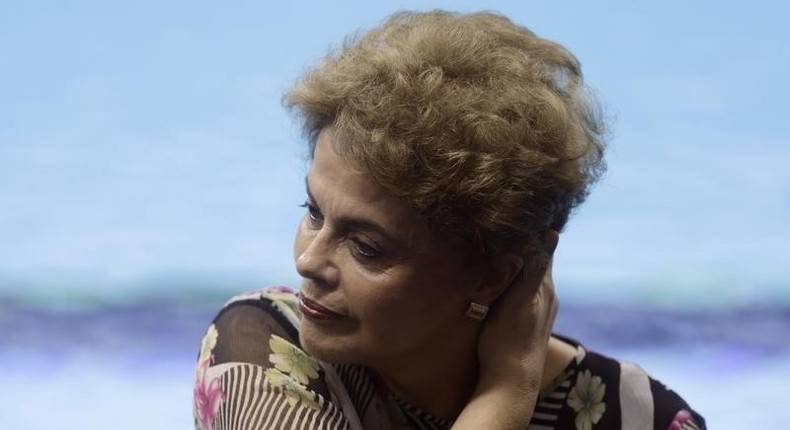 Brazil's President Dilma Rousseff attends an inauguration ceremony of the Olympic aquatic venue at the 2016 Rio Olympics park in Rio de Janeiro, Brazil, April 8, 2016.  REUTERS/Ricardo Moraes