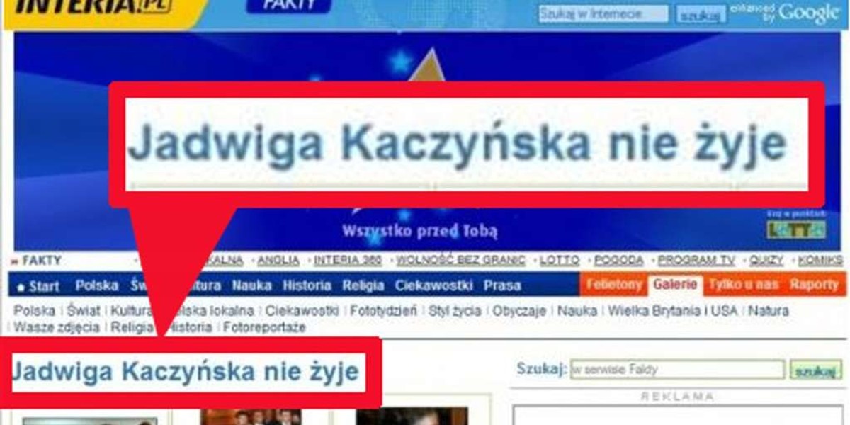 Podali, że Kaczyńska nie żyje!