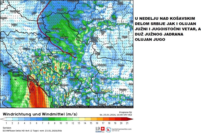 Za vikend, 24/25.januara će duvati jaka, ali topla košava