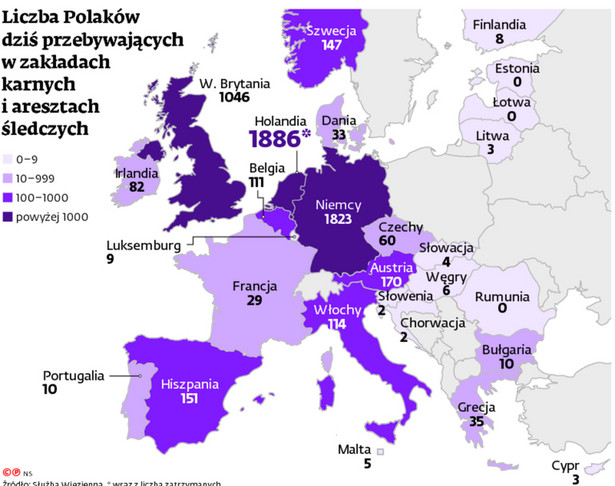 Liczba Polaków dziś przebywających w zakładach karnych i aresztach śledczych