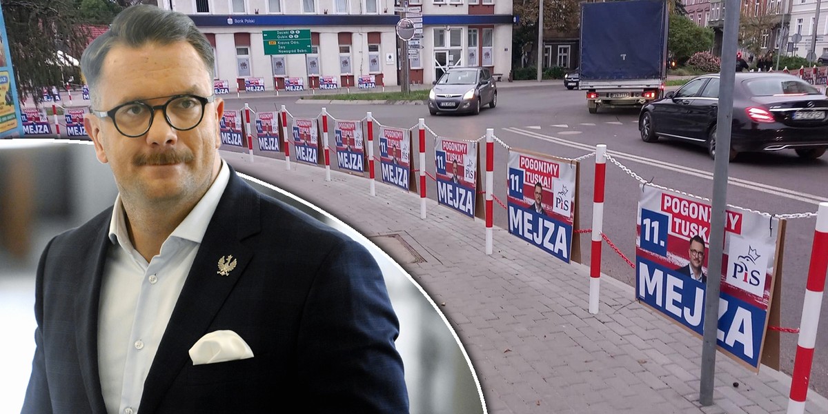 Łukasz Mejza. Poseł zalał Zieloną Górę nielegalnymi plakatami.