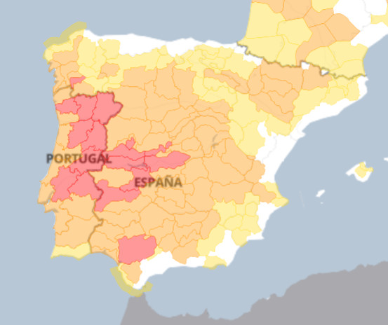 Ostrzeżenia przed upałem dla Hiszpanii i Portugalii.