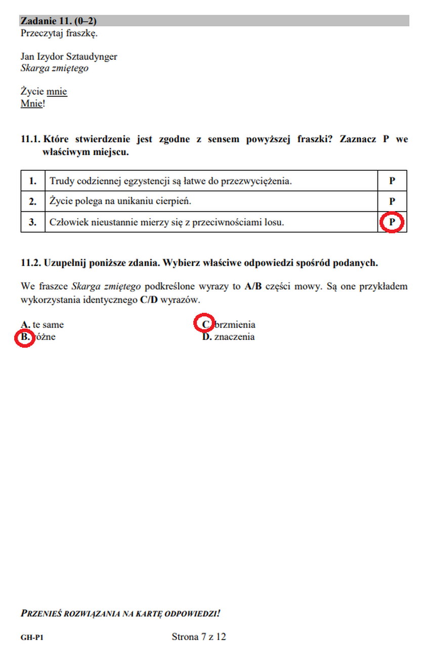 Egzamin gimnazjalny. Język polski. Zadanie 11