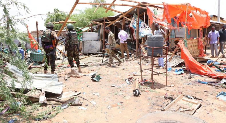 Scenes after an attack at Mama Samaki Hotel in Mandera Town that occurred on Monday, March 25.
