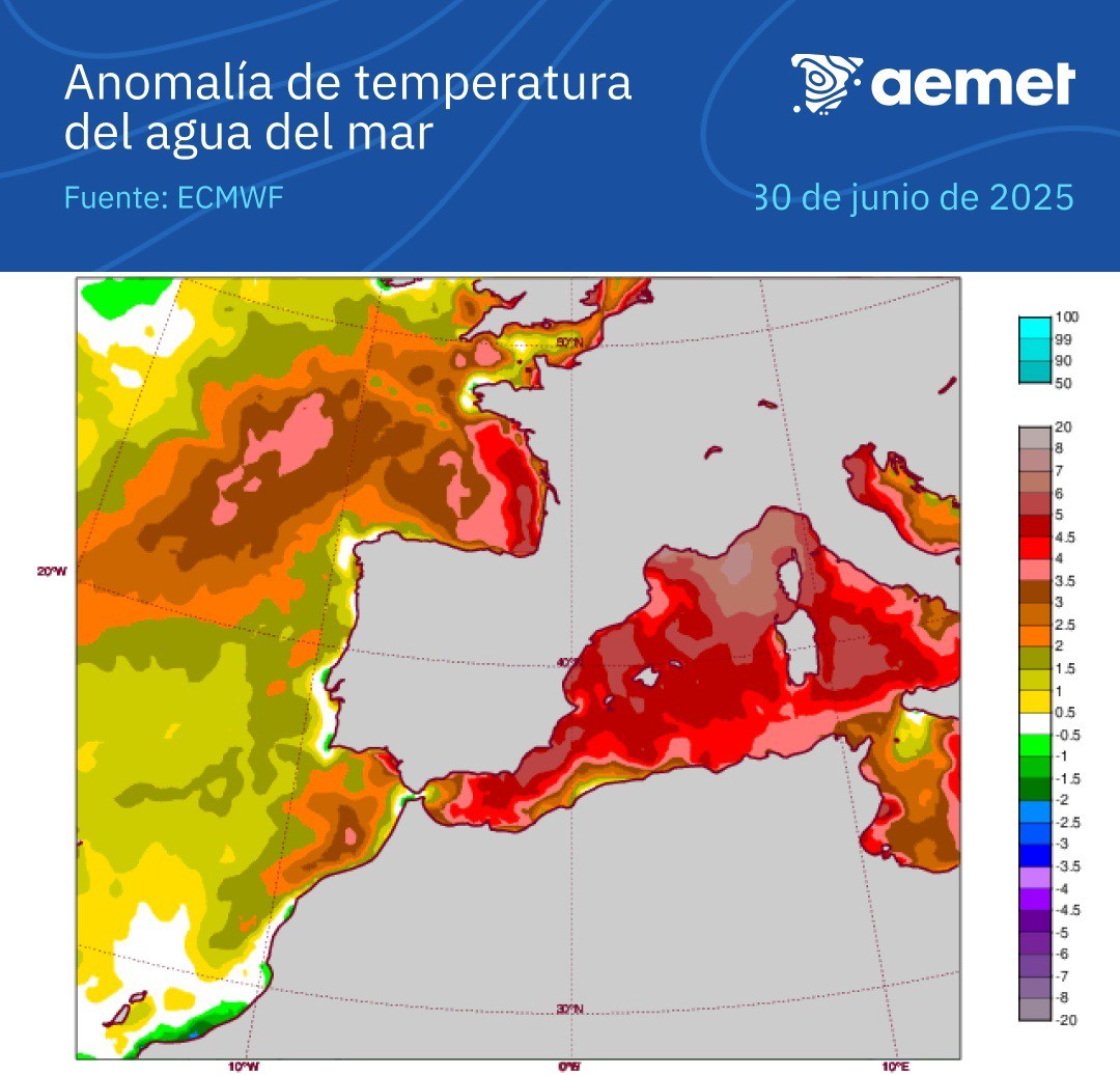 Mediterráneo alcanza 30°C: Temperaturas récord en España