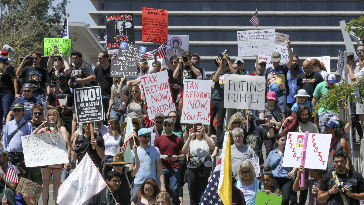 USA CALIFORNIA TRUMP TAX DAY MARCH PROTEST (Anti-Trump Tax Day protest in Los Angeles)