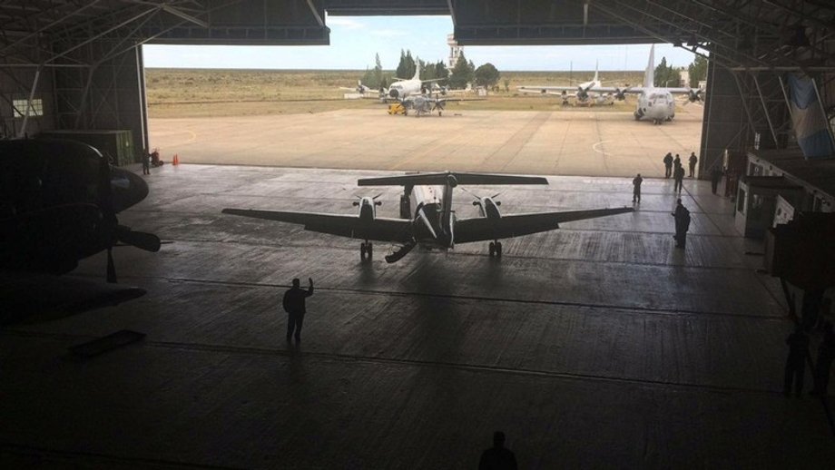 Planes participating in the search for the submarine at an air base in Trelew, Argentina.