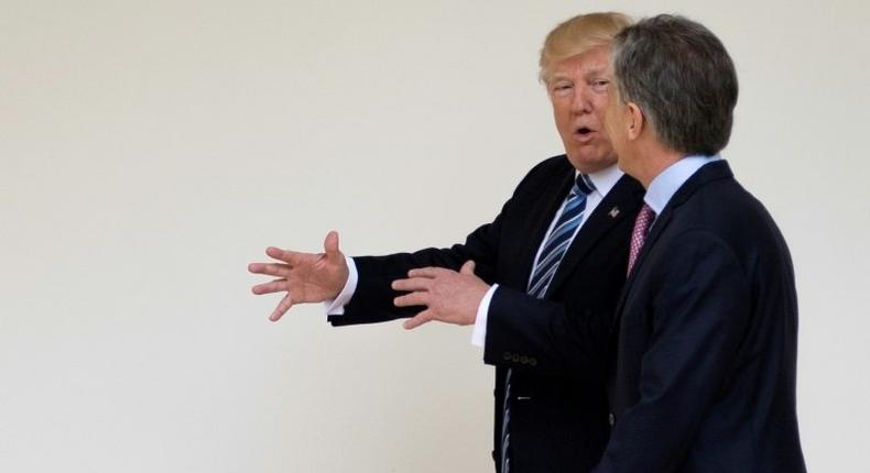 Donald Trump was hosting Argentine President Mauricio Macri as Venezuela's leftist president prepares to withdraw from the Organization of American States