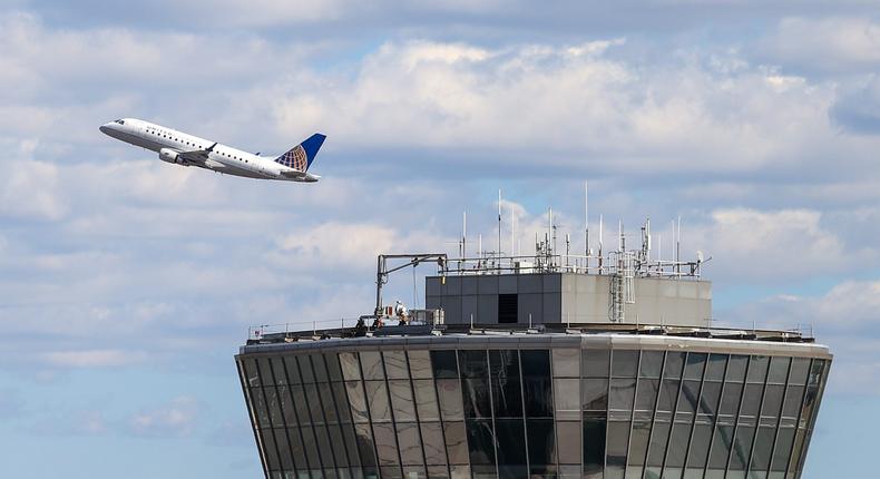 United Airlines planes are seen at Newark International Airport in New Jersey, United States on September 29, 2021. United Airlines is firing employees over its vaccine mandate.