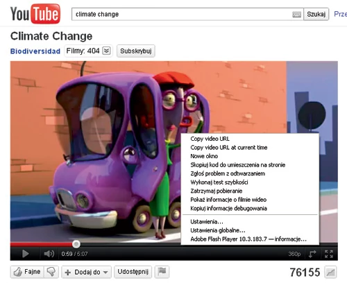 YouTube w formacie Flash...