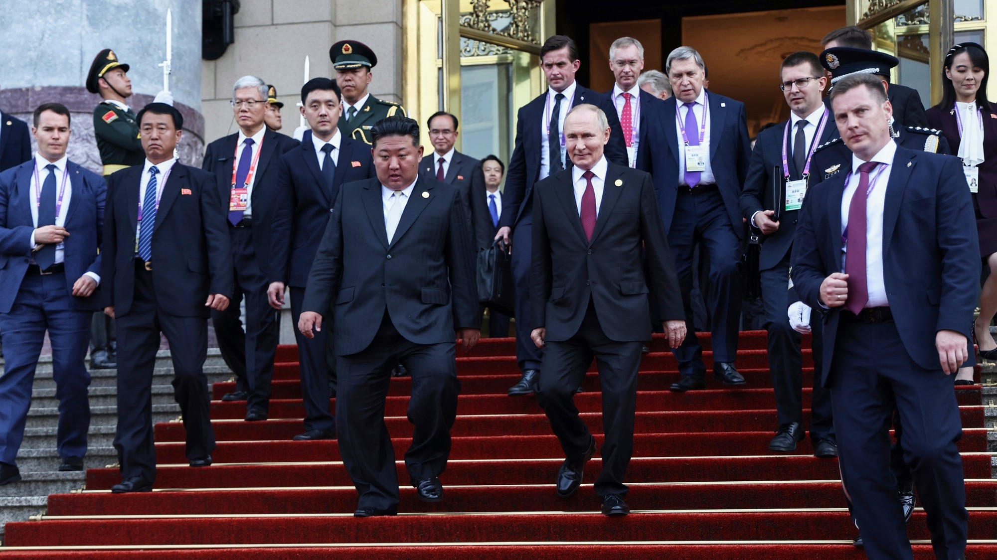 Severokórejský vodca Kim Čong-un a ruský prezident Vladimir Putin.