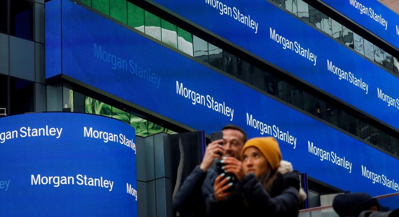 Morgan Stanley building in Times Square in New York City.
