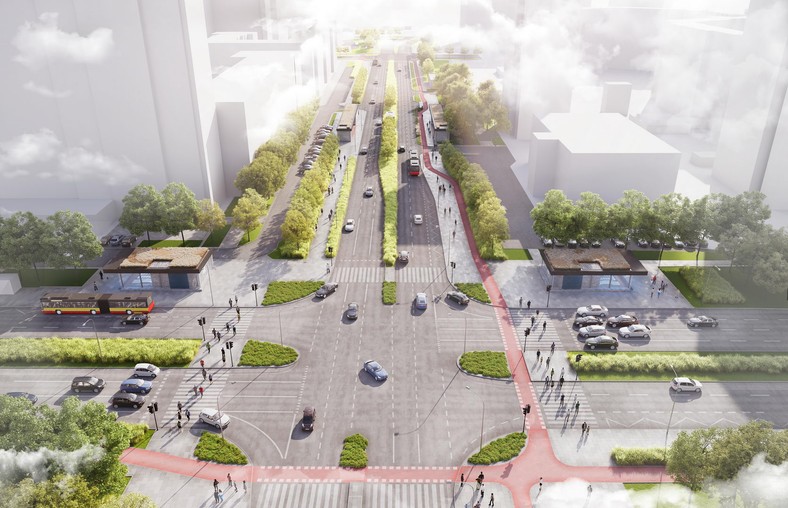 Usytuowanie stacji metra M3 - stacja Gocław u zbiegu ulic gen. Tadeusza Bora Komorowskiego i gen. Augusta Emila Fielforfa„Nila”. (wiz. Metro Warszawskie)