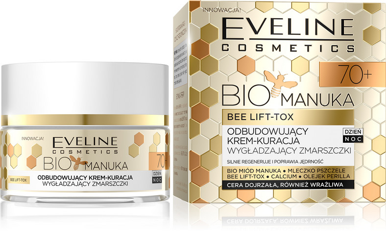 Odbudowujący krem-kuracja wygładzający zmarszczki 70+ Eveline Cosmetics Bio Manuka