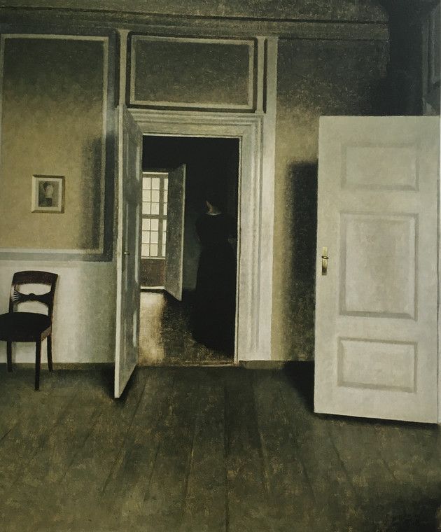 Vilhelm Hammershøi, "Wnętrze domu artysty, Strandgade 30" (1900)