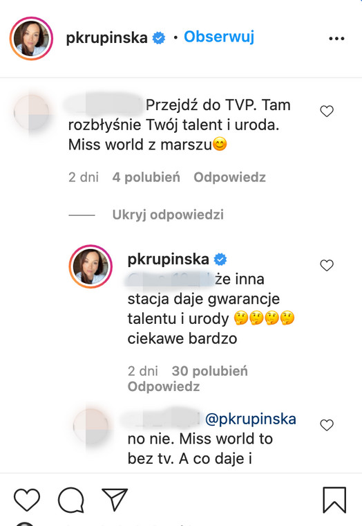 Paulina Krupińska namawiana do przejścia do TVP
