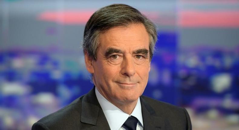 Former French prime minister Francois Fillon poses at French TV channel TF1, on November 21, 2016 in Boulogne-Billancourt