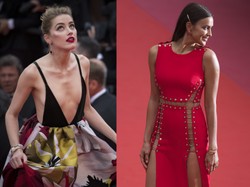 Dekolt do pępka kontra zero bielizny "na dole". Amber Heard i Irina Shayk w najgorętszych stylizacjach w Cannes. FOTO