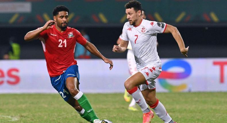 Youssef Msakni (R) scored to give Tunisia a shock Africa Cup of Nations last-16 victory over Nigeria in Garoua Creator: Issouf SANOGO