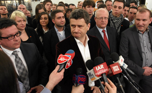 Krzysztof Makowski, Janusz Palikot, Grzegorz Kurczuk i Wojciech Filemonowicz podczas konwencji