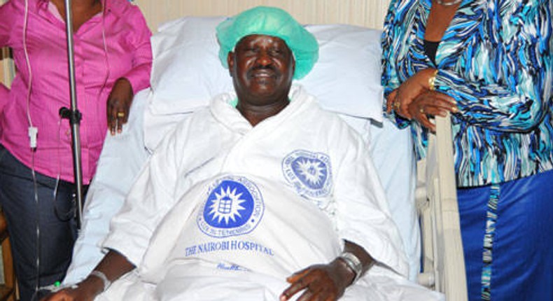 ODM Party Leader Raila Odinga with family after a past successful surgery