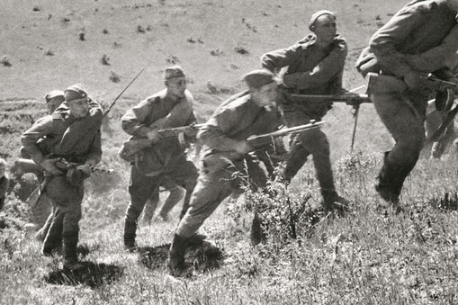 Red Army soldiers on march in World War II, 1943