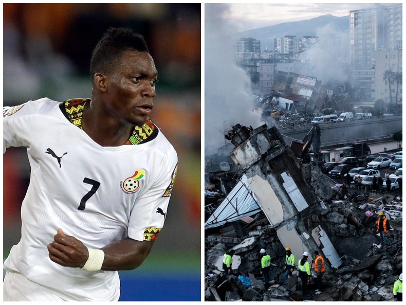 Ghanaian soccer star Christian Atsu (left) was found alive after being buried under rubble by a massive earthquake in TurkeyAP;  Burak Kara / Getty Images