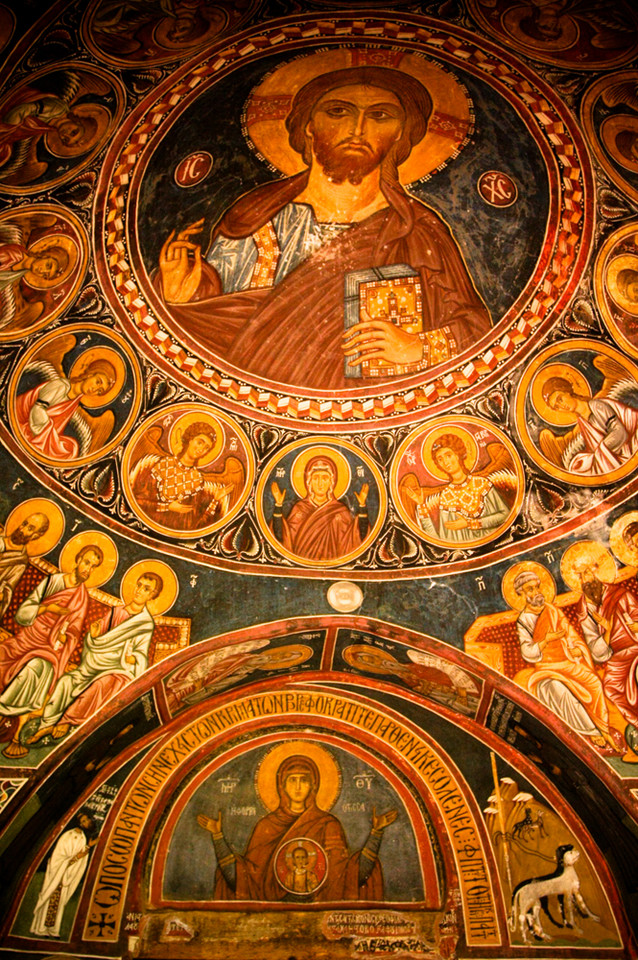 Cypr - wnętrze kościoła Panagia Asinou z XII w.