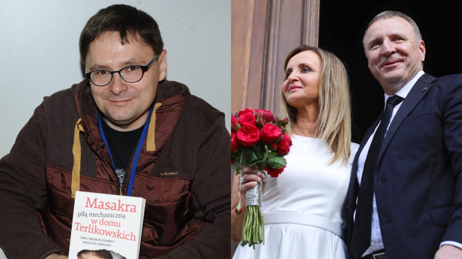 Tomasz Terlikowski i Joanna (Klimek) Kurska z Jackiem Kurskim (PAP, fot. ArtService)