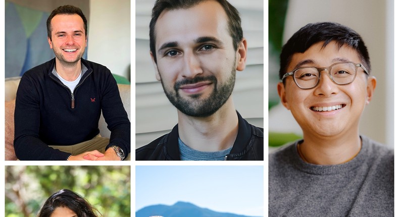 AI startup founders and CEOs. From the top left, Henry Scott-Green (Context.ai), Benji Barash (Roboto), David Hsu (Retool), Navrina Singh (Credo), and Ian Cairns on the right (Freeplay.ai).CMAND